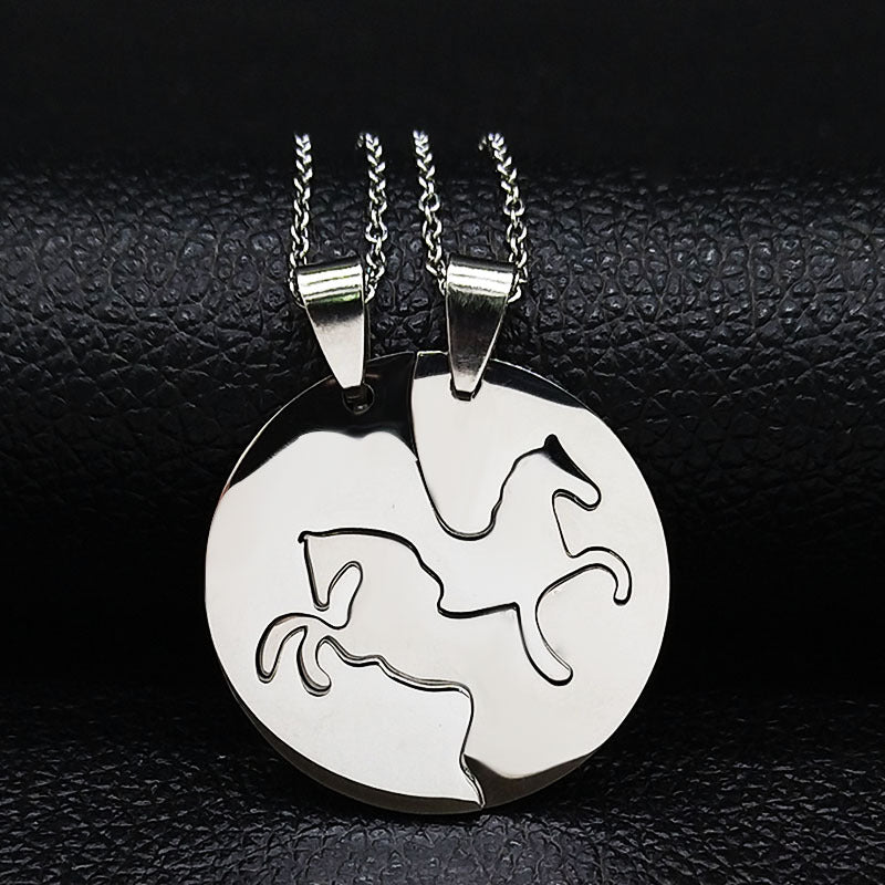 Horse Couple Chain Female Autumn And Winter Sweater Pendant Necklace