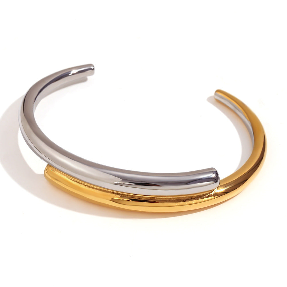 Fashion Simple Stainless Steel Plated 18K Gold Bracelet Ring