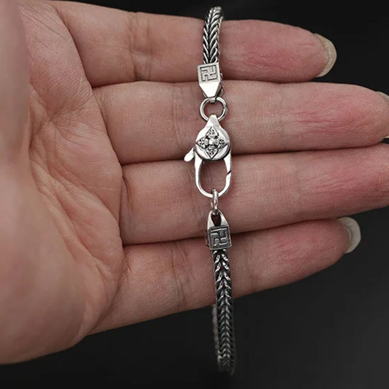 Men And Women 925 Sterling Silver Punk Retro Hip Hop Diamond Jewelry Ornament Bracelet