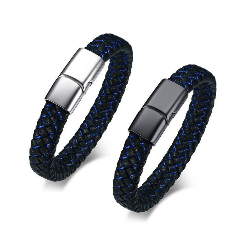 Men's Titanium Steel Magnetic Buckle Leather Rope