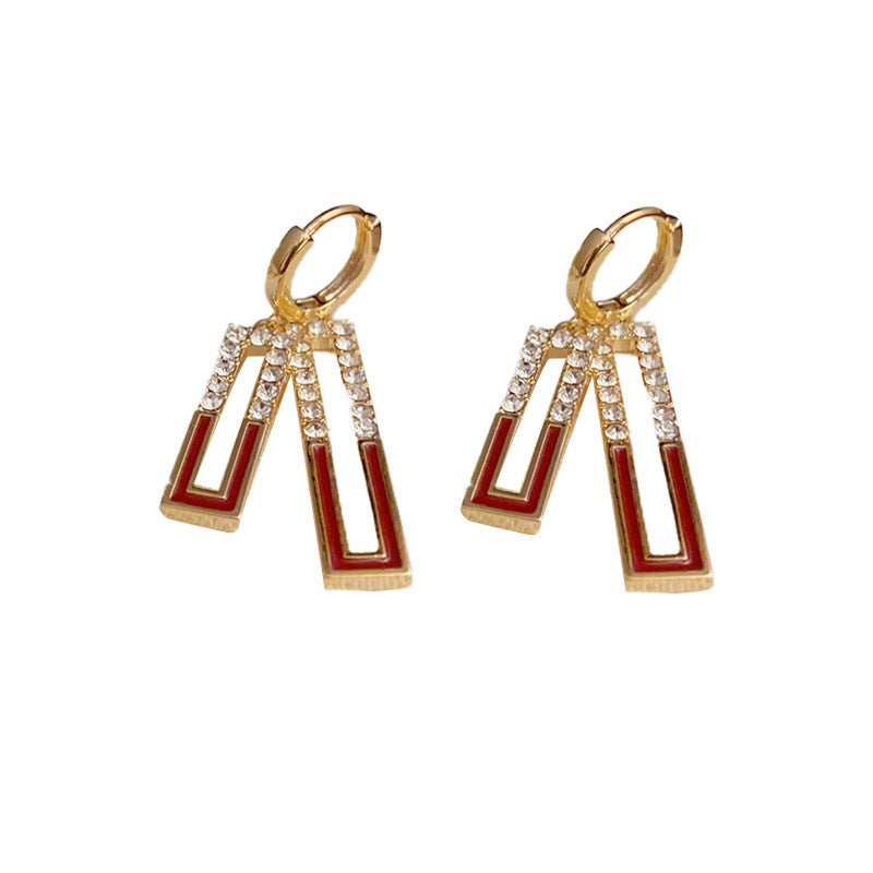 Women's Red Enamel Earrings