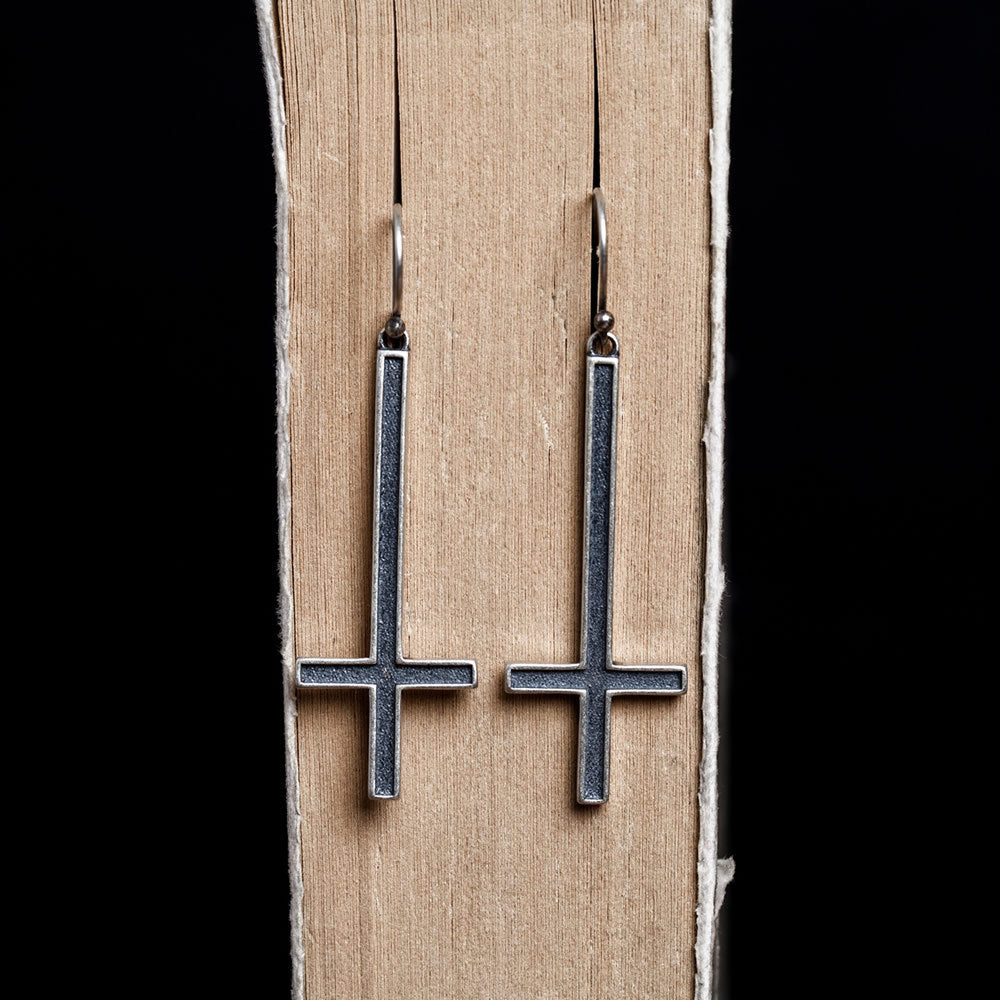 S925 Sterling Silver Gothic Earrings Cross