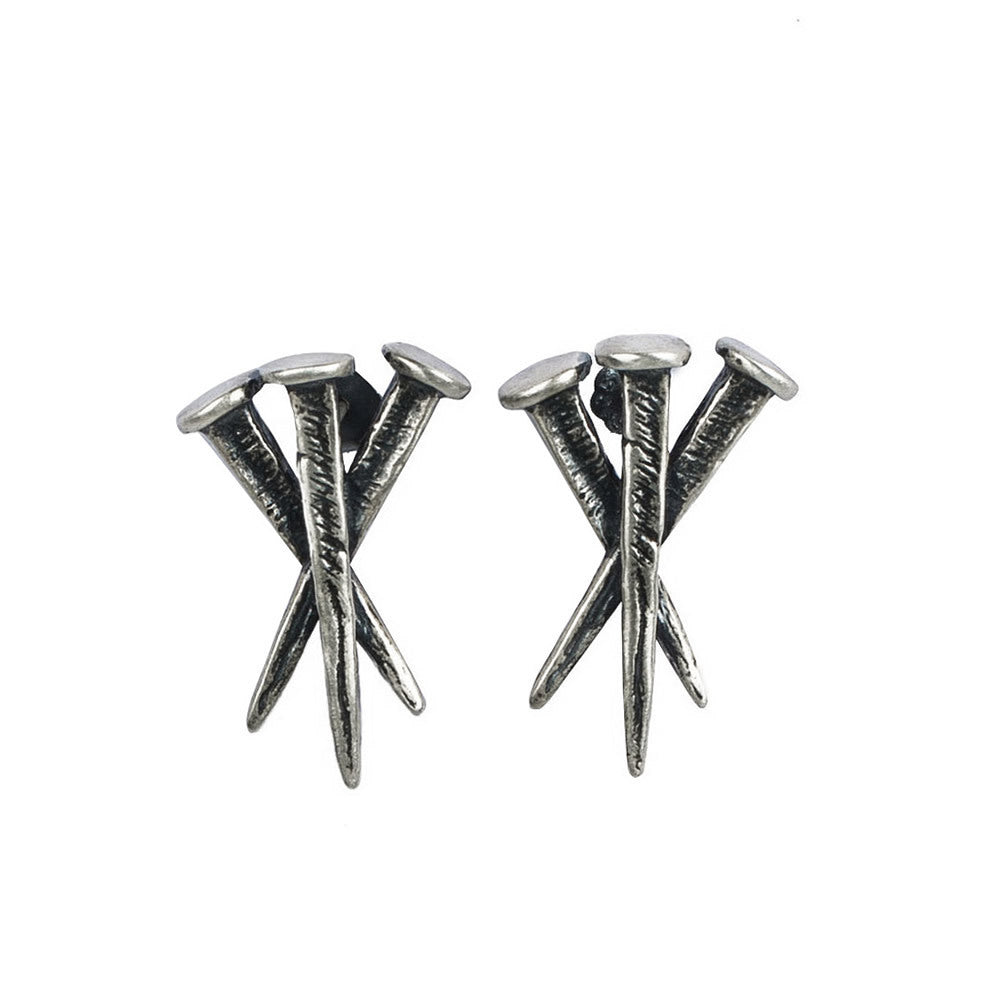 S925 Sterling Silver Nail Stud Earrings Ornament