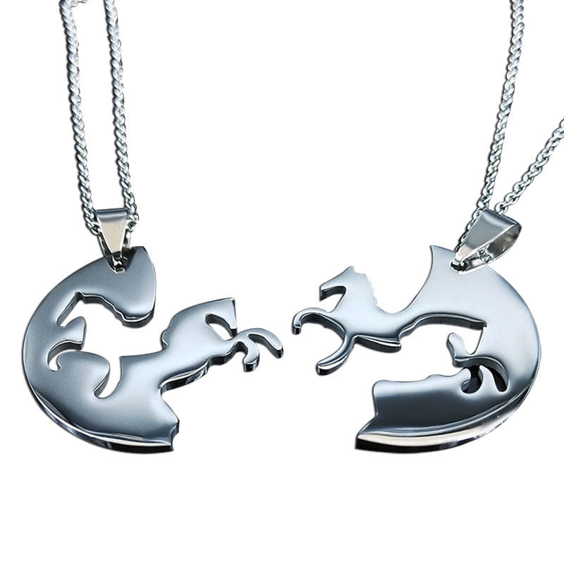 Horse Couple Chain Female Autumn And Winter Sweater Pendant Necklace