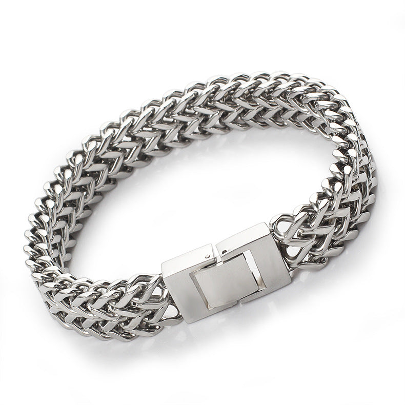 Stainless Steel Double Row Front And Back Bracelet