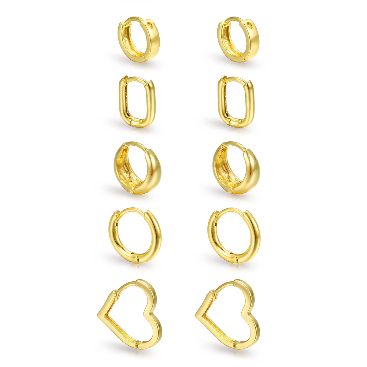 Simple Golden Fashion Personalized Metal Element Earrings Suit