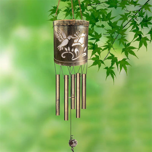 New Solar Hummingbird Wrought Iron Wind Chimes Decorative Lights