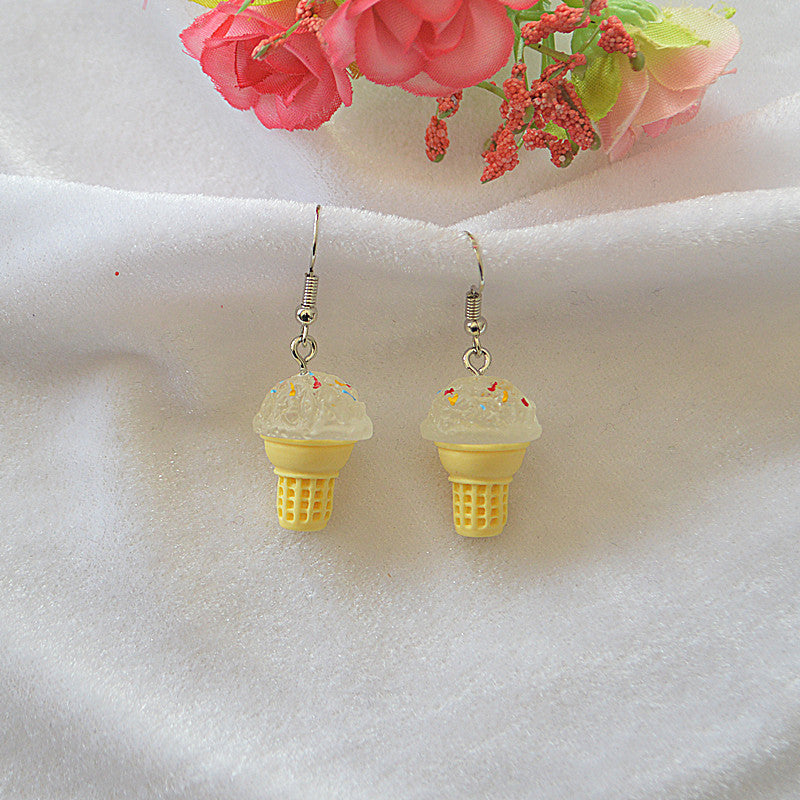 Mini Simulation Popcorn Sweet Cute Funny Three-dimensional Cone Ice Cream Simple Earrings