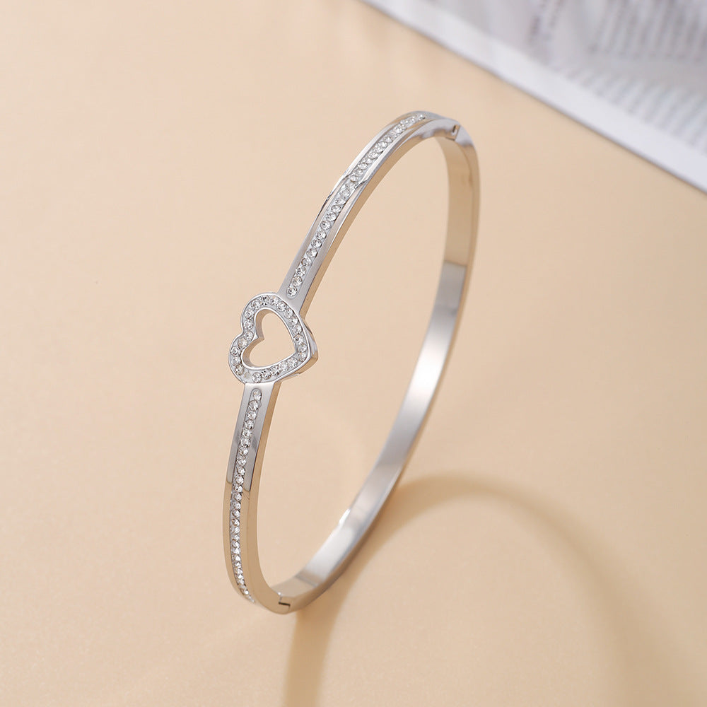 Women's Fashion Titanium Steel Diamond Love Bracelet