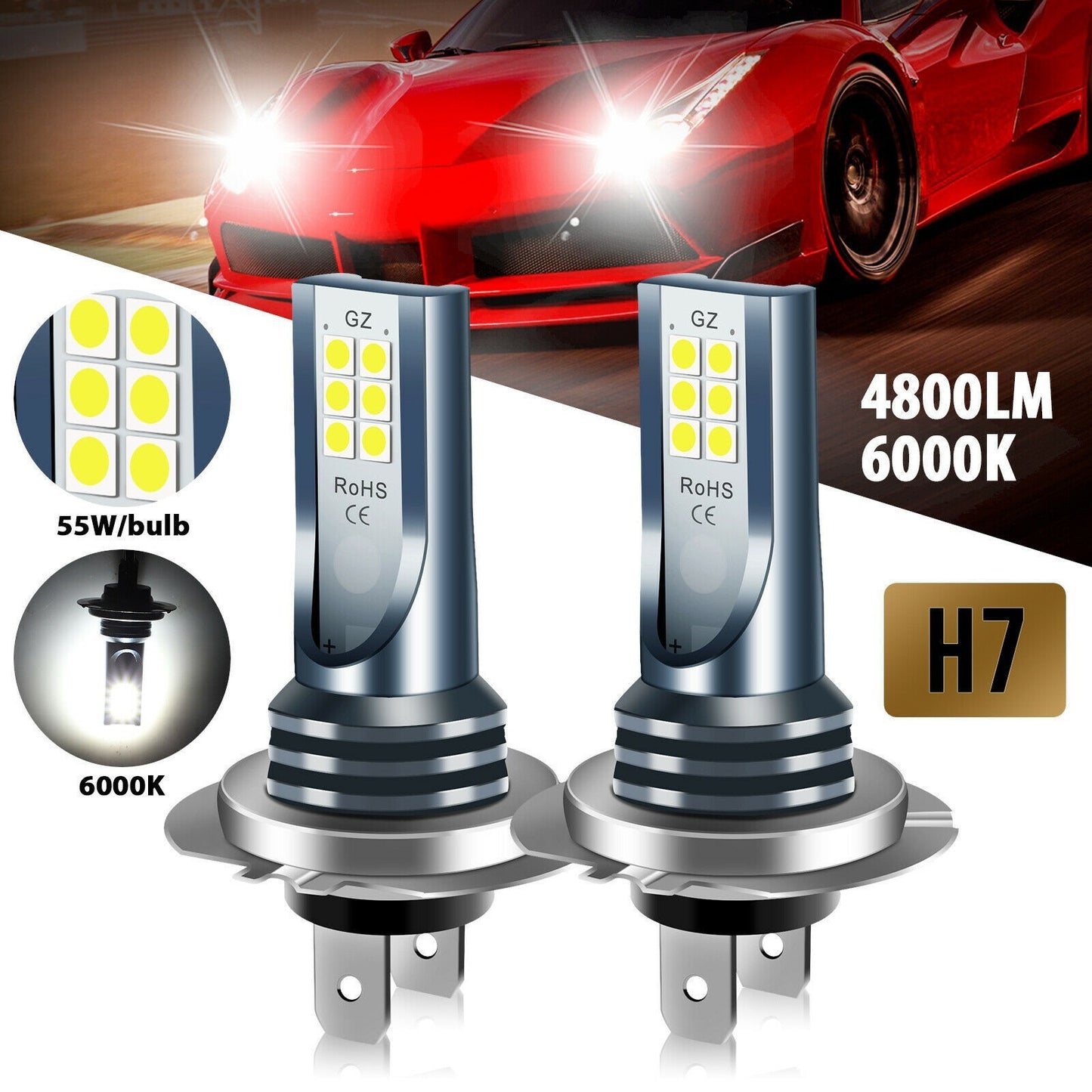 Auto Fog Lamp H7 9005 H11 H8 9006 5202 H4 3030 12smd 110W Headlight