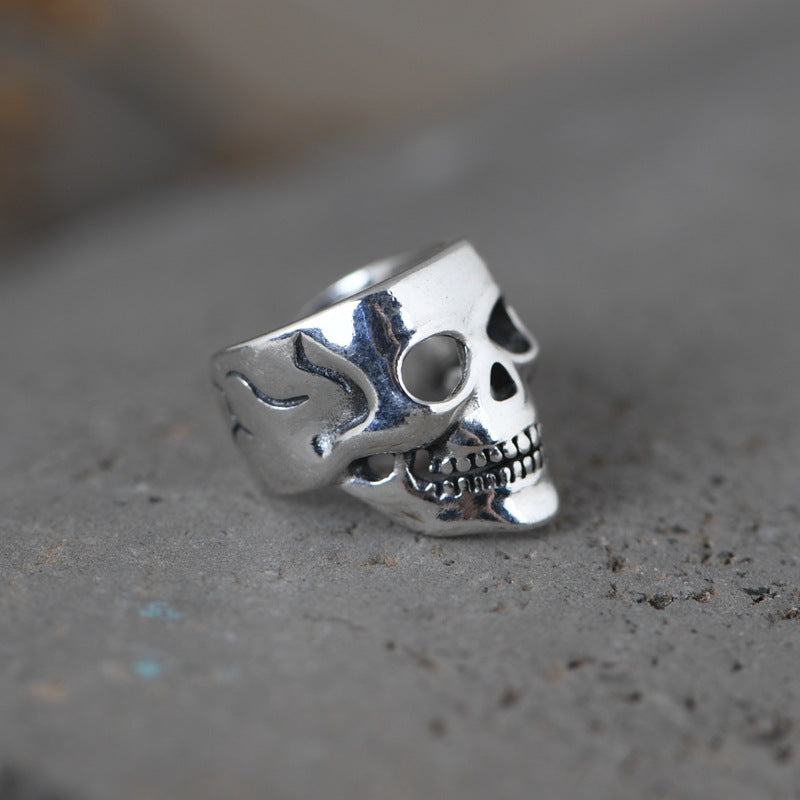 S925 Silver Men's Retro Punk Style Skull Ear Clip