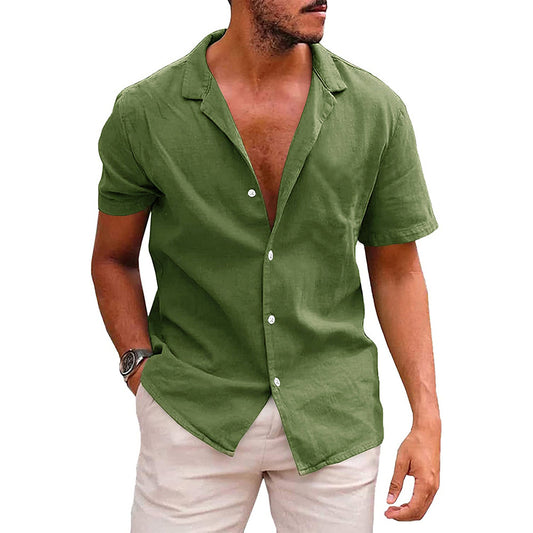 Men's Summer Loose Solid Color Button Shirt