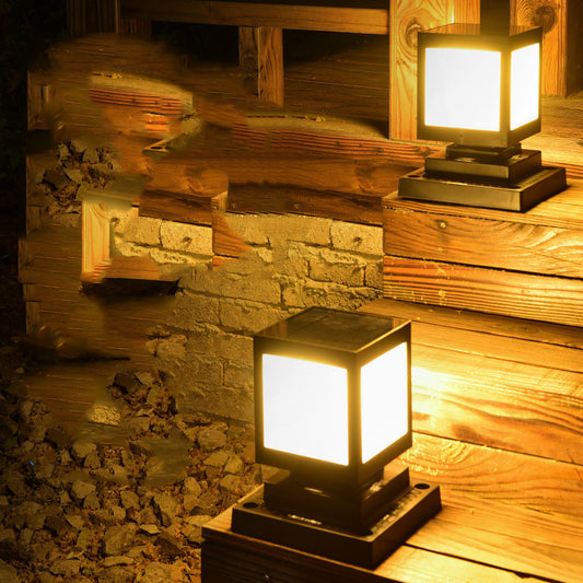 European Style Column Head Lamp Outdoor Villa Courtyard Wall Lamp Solar Wall Lamp